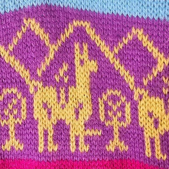 Sweater Hooded Peru Peruvian Alpaca Womens Size Small Rainbow Hoodie - Picture 4 of 10